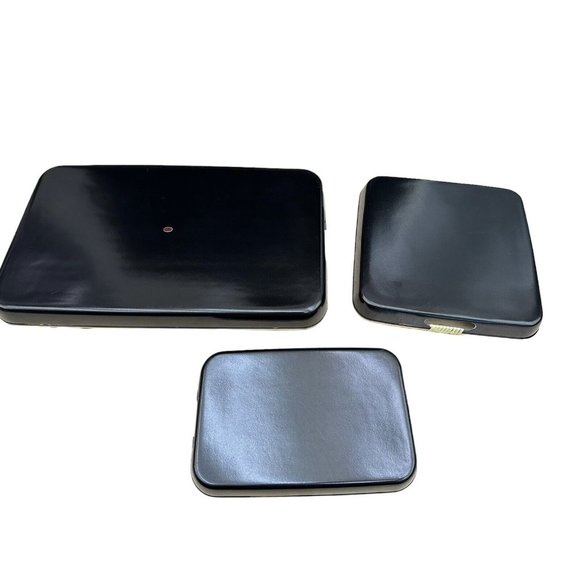 Vintage Stackable MCM 3pc  Christmas Holiday’s lacquer ware serving trays Japan - Picture 6 of 11